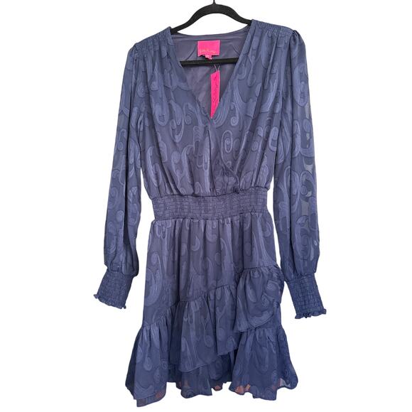 Lilly Pulitizer Sz 10 Christina True Navy Poly Crepe Swirl | NWT - Picture 3 of 9